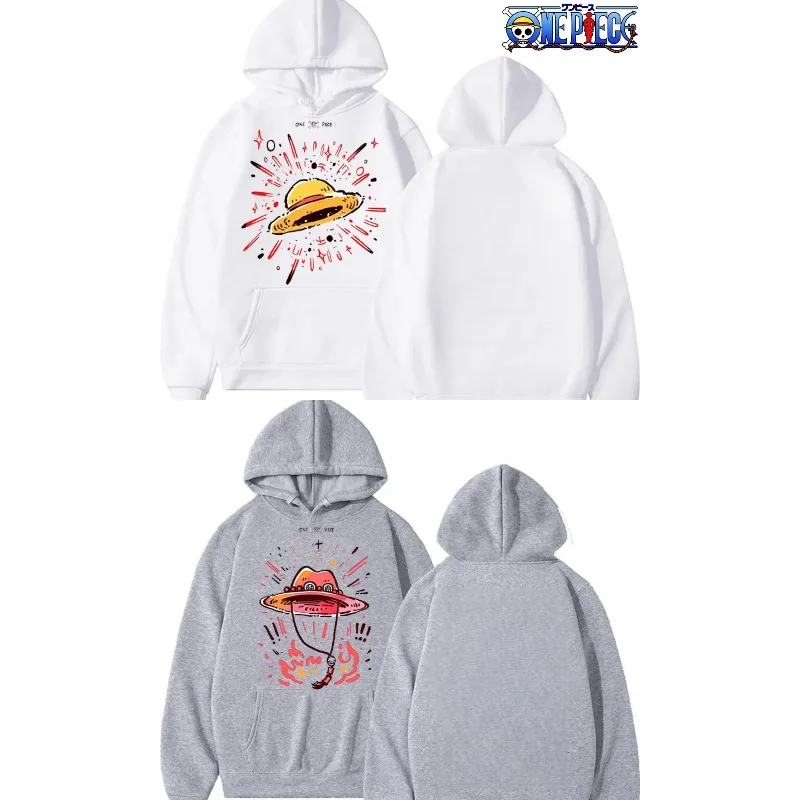 

Цельная осенне-зимняя толстовка из чистого хлопка, узор шляпы Луффи и Еки, стиль уличной пары, свободный повседневный топ с длинными рукавами