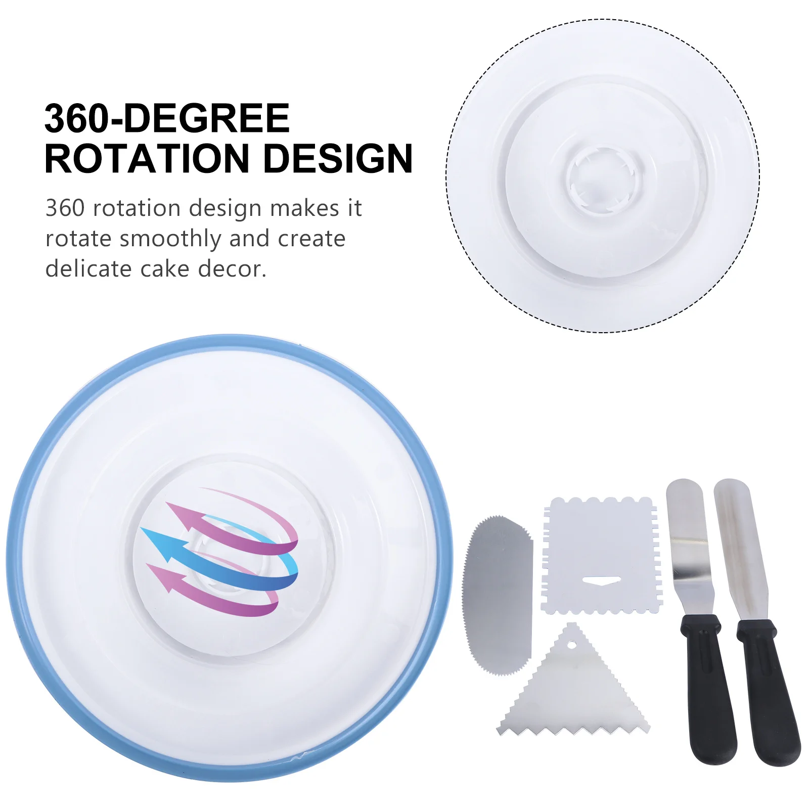

1Set Cake Decorating Turntable Smooth 360 Degree Rotation Baking Scraper Cake Cream Spreader Tool Turntable for Cakes