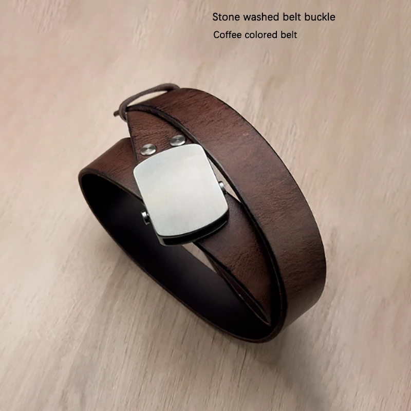 Automatic Quick Release Buckle Belt - Premium Titanium Alloy & Genuine Cowhide - Detachable Waist Strap for Men Women