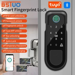 Outdoor Tuya Smart Home Door Lock Double Side Fingerprint Sensor Digital Code IC Card Smart life App Electronic Gate Lock 3 Keys
