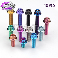TMJ Titanium Alloy Screws GR5 Motorcycle Upper Pump Modification M6 Fancy Hexagon Screws With Holes (10PCS)