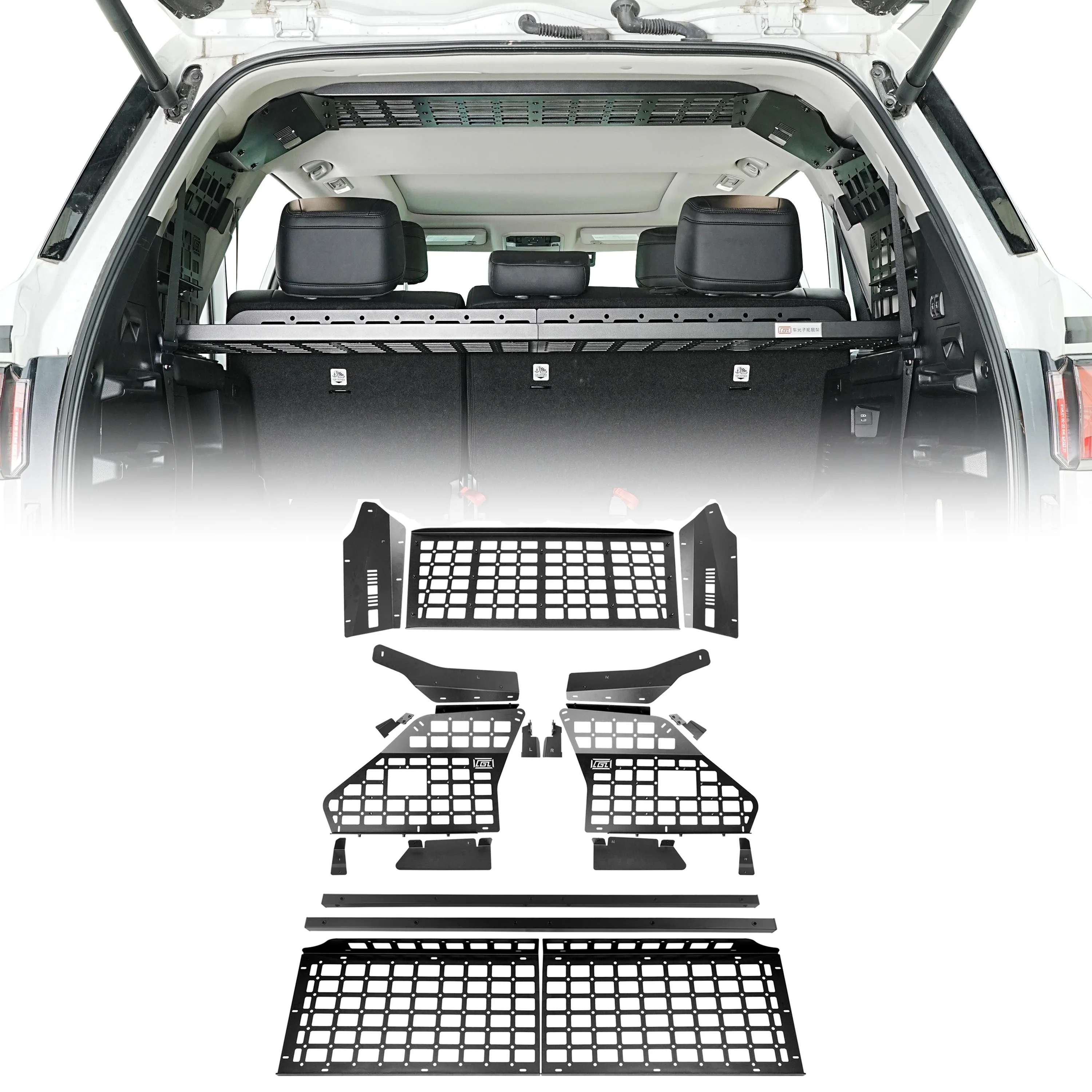 For Toyota Sequoia 2023-2026 Trunk Shelf Cargo Upper Roof Panel Modular Storage Panel Debris Racks Storage Carrier Kit