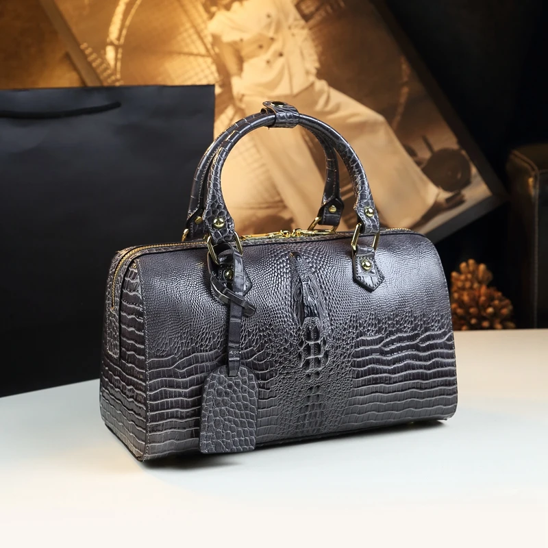 Genuine Leather Crocodile Pattern Women\'s Handbags Large Capacity Lady Shoulder Messenger Bag Mom Banquet Pillow Bags Fashion