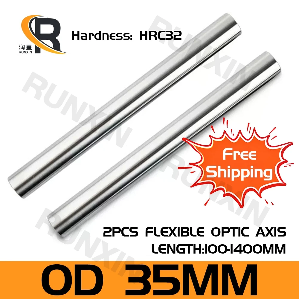 

RXTNC 2pcs Optical Axis Rail Linear Shaft OD 35mm Chrome Plated Flexible shaft HRC28-32 L200-1400mm for 3D Printer CNC part