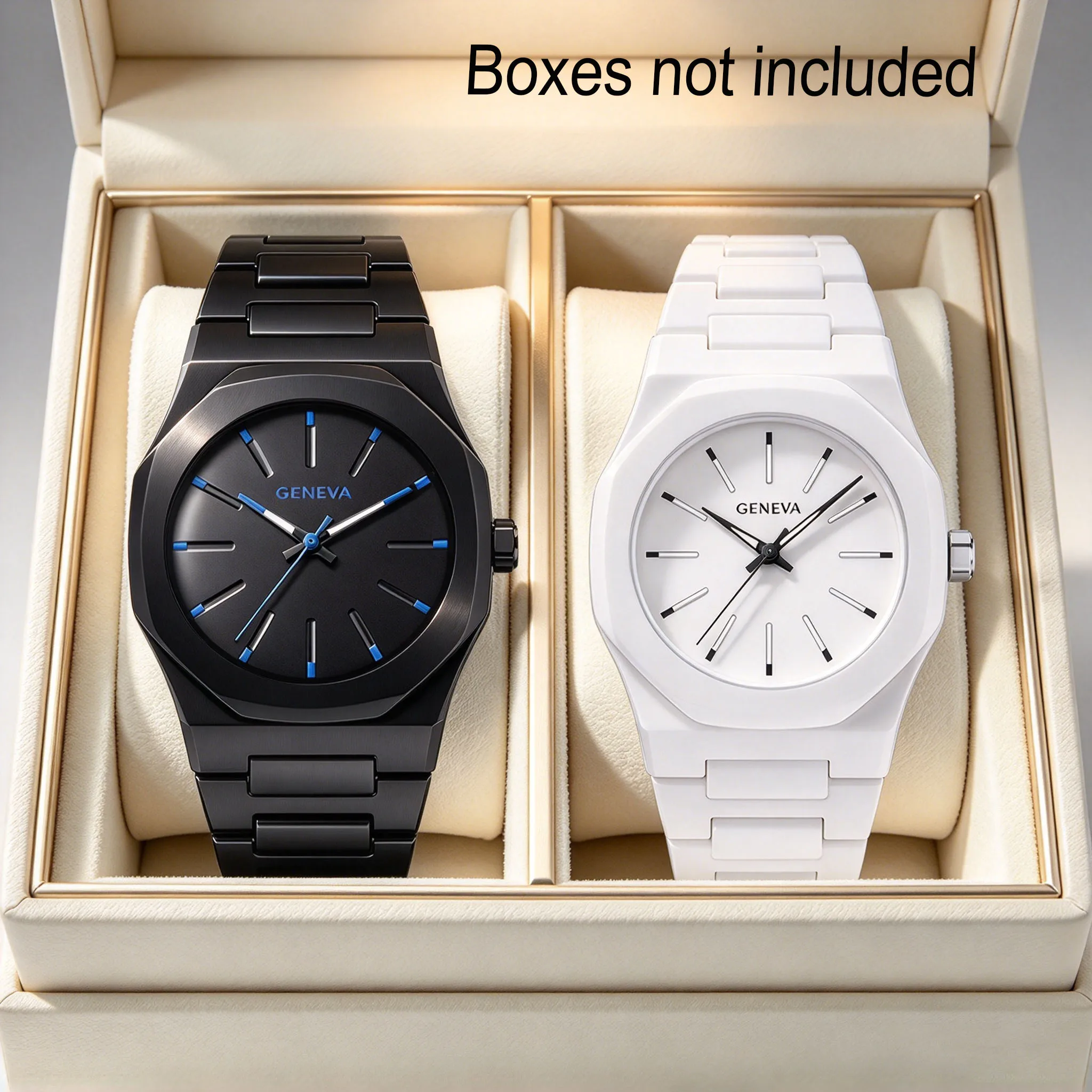 Quartz Watch Set of 2, Classic Black and White Combination, Casual, Simple and Stylish Style, Suitable for Daily or Formal Occasions
