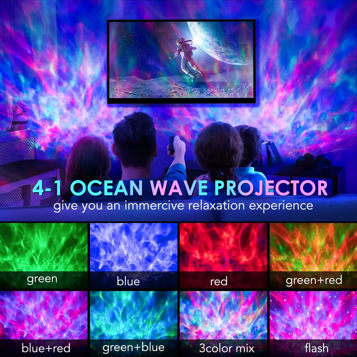 Galaxy Projector Ocean Wave Projection Light White Noise Bluetooth Speaker Suitable for Children Bedroom Decoration Night Light