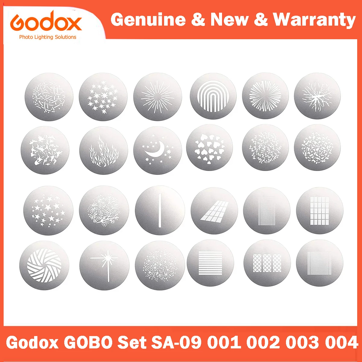 

Godox GOBO Set SA-09 001 002 003 004 for Godox S30 SA-17 SA-P Focusing LED Video Light Adjustable Bowens Mount Light