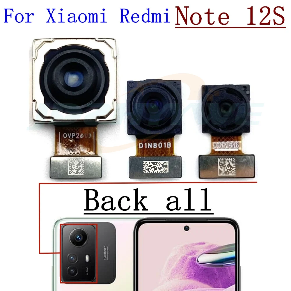 Rear Camera For Xiaomi Redmi Note 12s Back Main Ultrawide Macro Front Camera Module Flex Cable Spare Parts