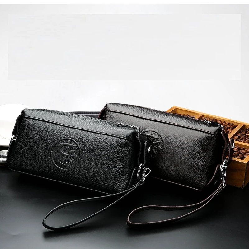 Bag For Men Sacoche Homme Bolso Hombre Necessaire Clutch High Quality Solid Color Cowhide Men's Brand Handbag Wallet Card Bag