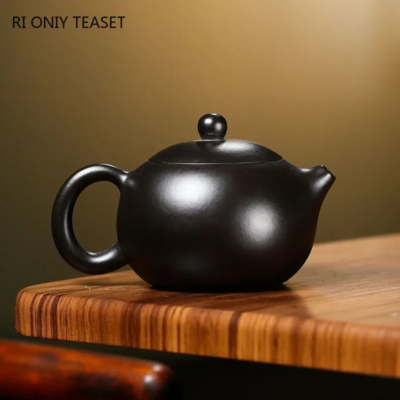 170ml Chinese Yixing Purple Clay Teapots Handmade Black Mud Xishi Tea Pot Raw Ore Zisha Teaware Beauty Tea Infuser Kettle