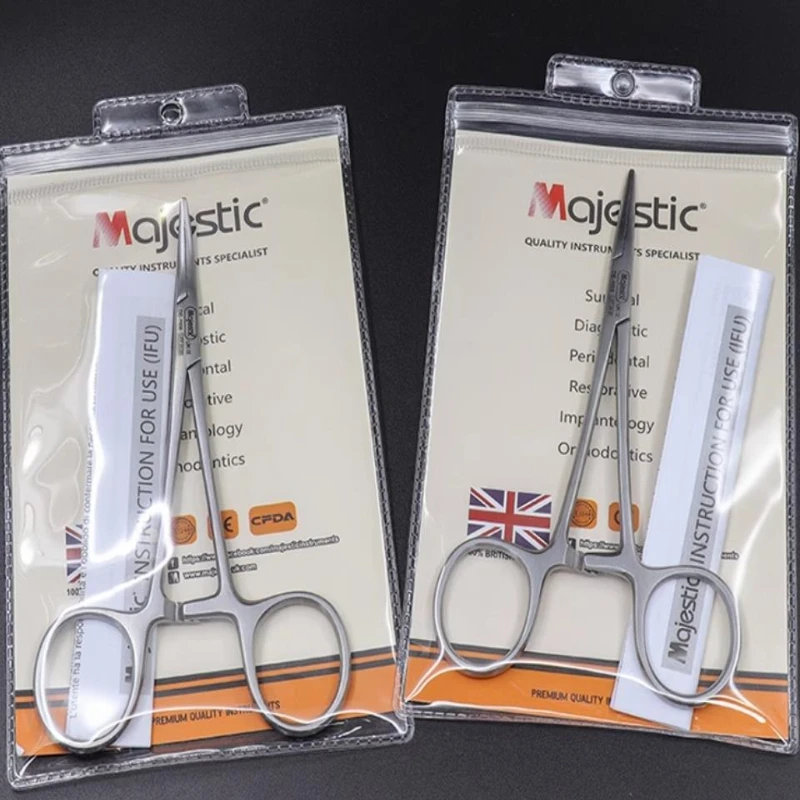 Dental Orthodontic Needle Holder Stainless Steel Straight Angled Hemostatic Clamp Tweezer Style Plier for Dentist Surgical Use