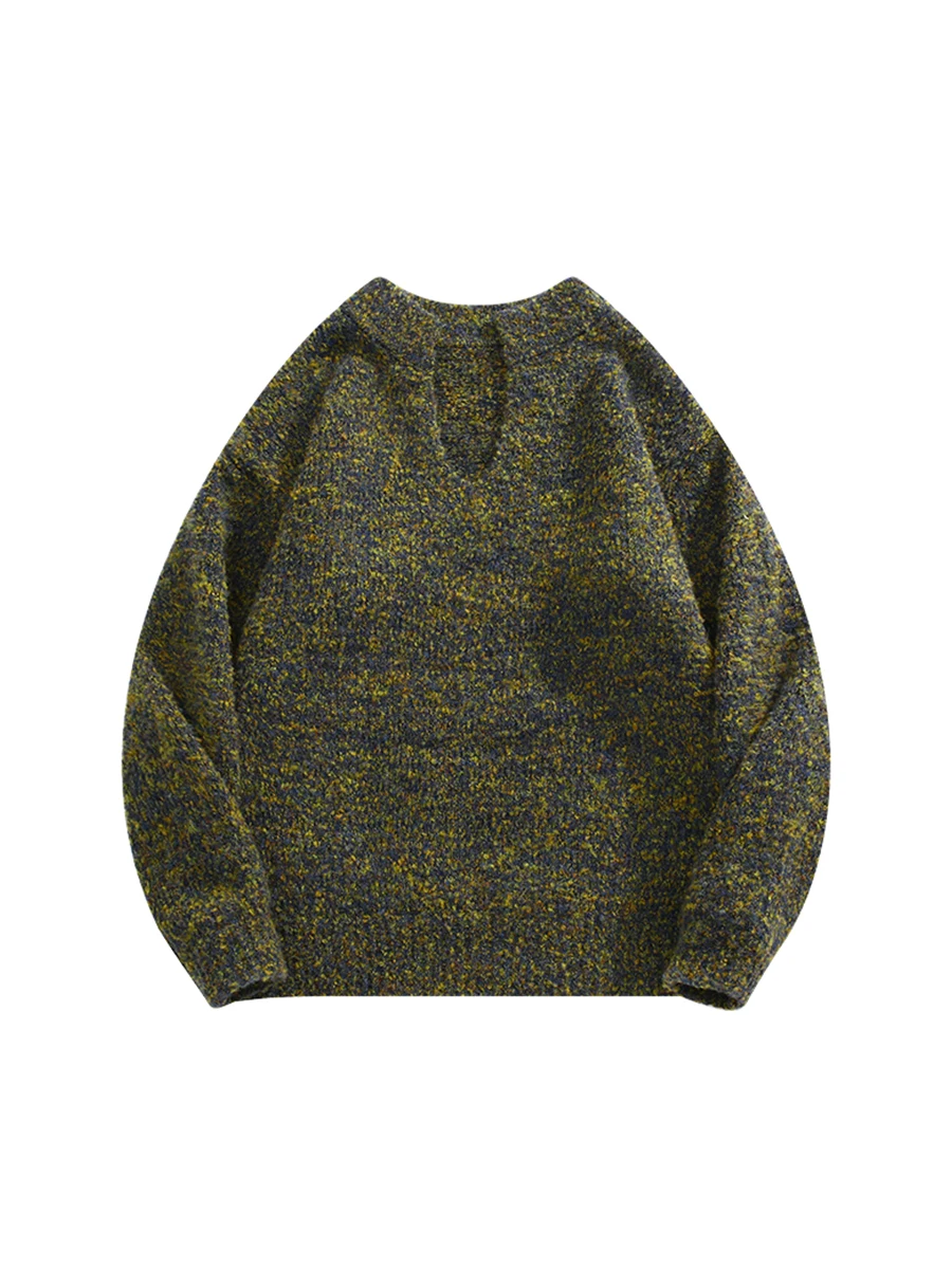 

Boyue Winter Vintage Versatile Lazy Moss een Sweater oulder-Down V-Ne Casual Knitted irt for Men And Women