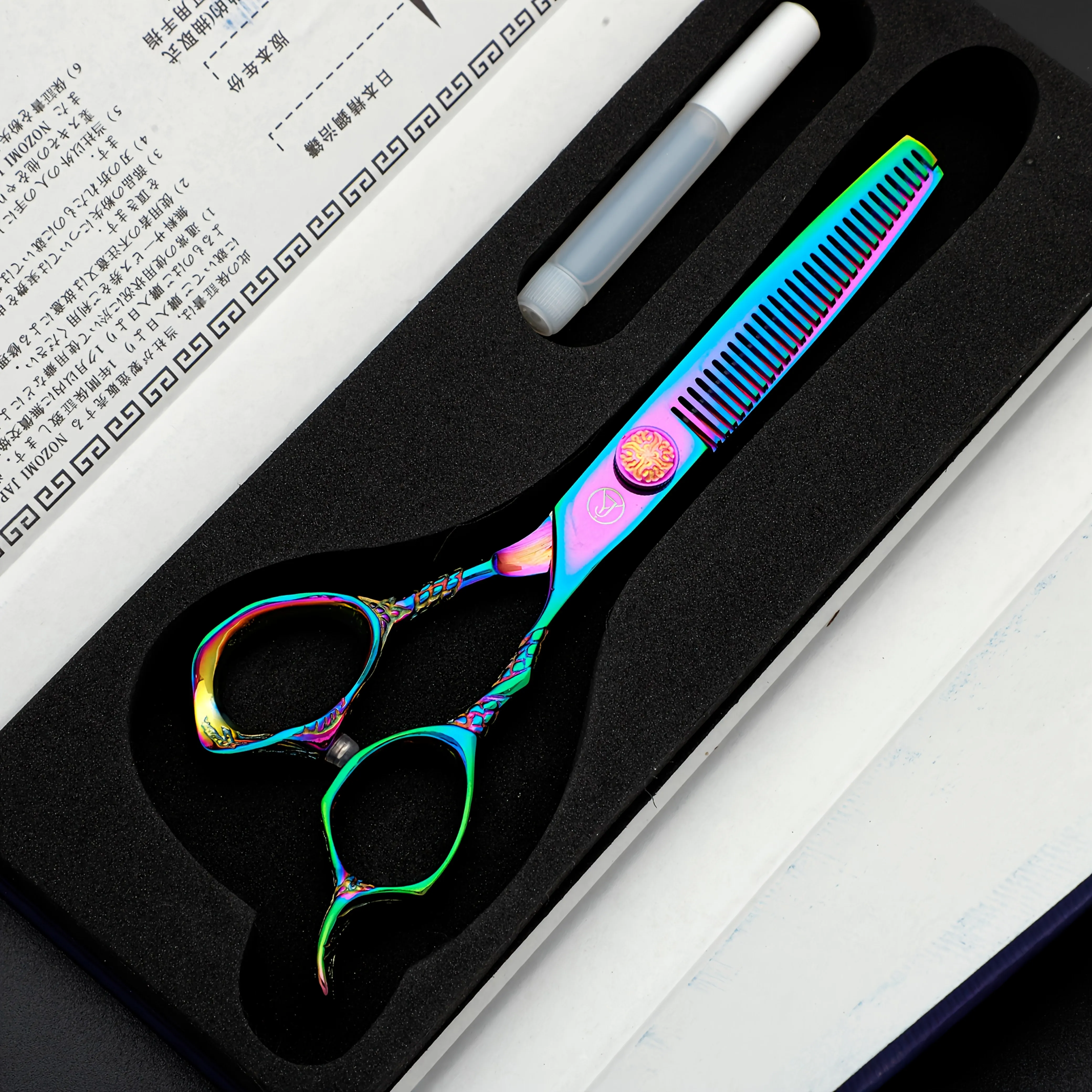 

Limited edition Dimash handle uses silver 440C steel professional hairdressing scissors - advanced craftsmanship ...
