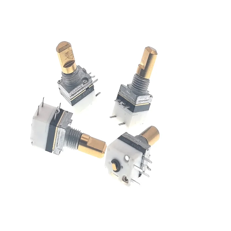 1pcs Japan  Precision RK09 Type Single Unit with Rotary Switch A103K Potentiometer 5-Pin 15mm Shaft