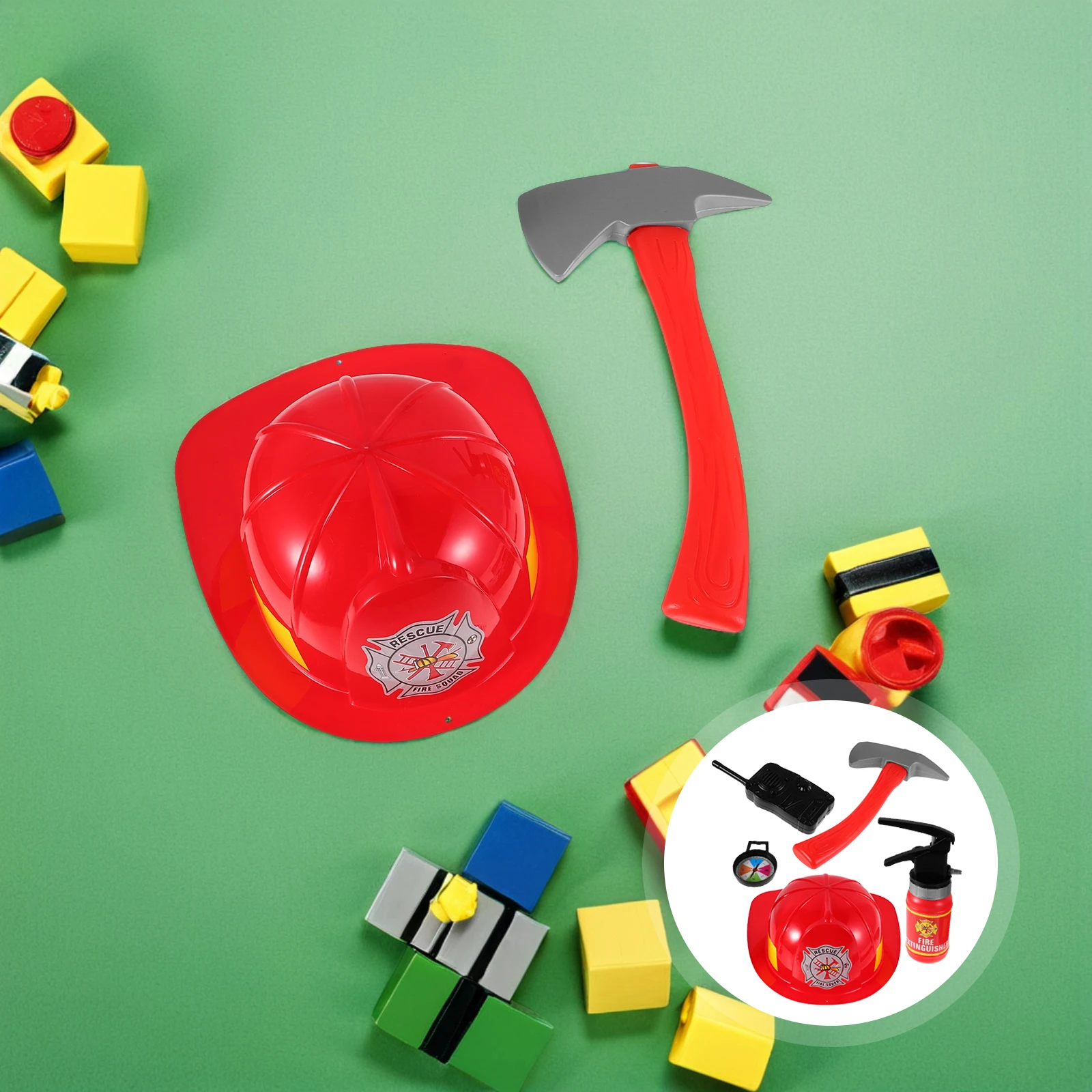 1 ชุดเด็กนักผจญเพลิงชุดของเล่นเครื่องดับเพลิงบทบาทสมจริงเครื่องแต่งกาย Fireman อุปกรณ์เสริม Prop จําลอง