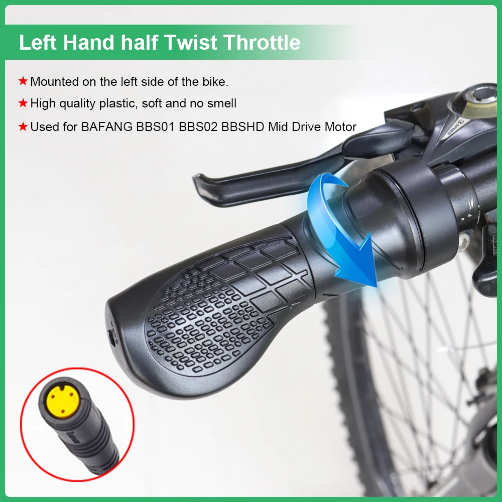 Bafang Parts Wuxing Twist Throttle Ebike Right/Left Handle Helf Twist Throttle For BBS01 BBS02 BBSHD Motor Bafang Accessories