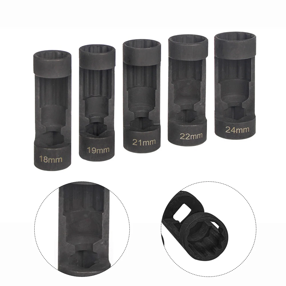 5pcs 12 Point Suspension Strut Nut Socket Set 1/2in Drive Notch Sleeve Chrome Vanadium Steel Adapter For For Car Repair Tools