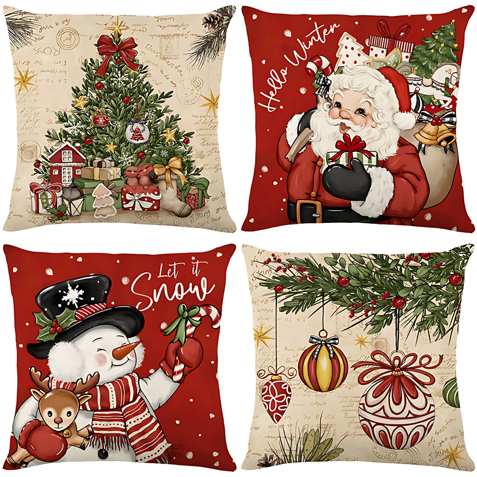 

2024 New 2PCS Throw Pillow Cover Merry Christmas Holiday Cushion Xmas Case Sofa Couch Decoration Living Room Decor Pillowcase