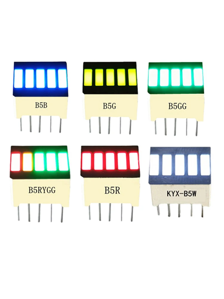 10 SZTUK 5-segmentowy moduł wyświetlacza LED Ultra jasny wielokolorowy czerwony zielony niebieski żółty biały kolorów moduł grafika barowego DIY — zdjęcie 2