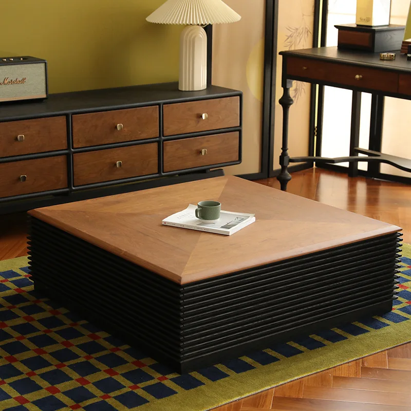 

Autumn light firefly Nanyang retro style solid wood coffee table ash wood black simple