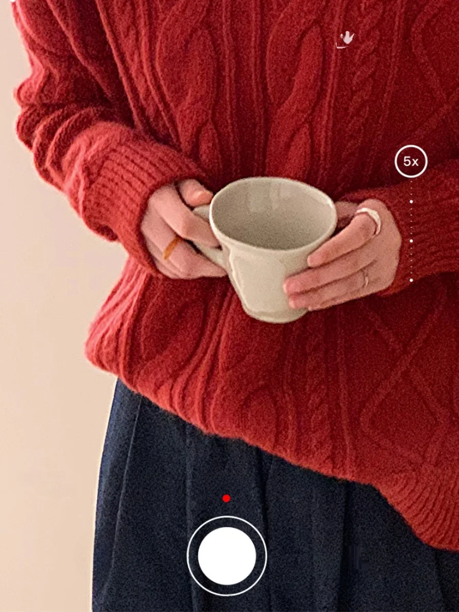 

Thiened Pure Color Knitted Sweater Basic round Ne Overhead Soft Twist Women's Spring Faion Casual Long Sve Top