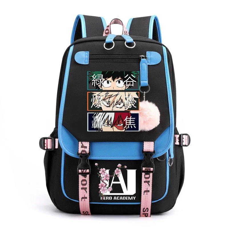 Anime USB Carregamento Mochila, My Hero Academia, Shoto Todoroki, Bakugou, Deku, Mochilas para Escola, Adolescente, Meninas, Meninos Bookbag, Presentes