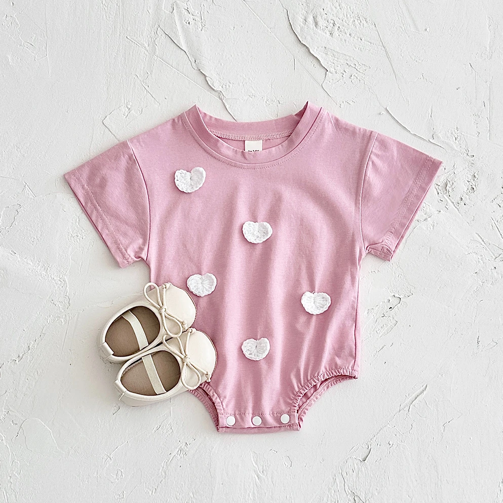 Summer Newborn Short Sleeve Romper Baby Triangle Bodysuit Clothes Baby Girl Jumpsuit Love Cloud Pattern Cartoon Boy Infant 0-18M