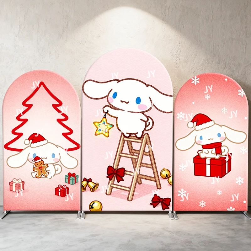 

Sanrio Cinnamoroll Christmas Arch Backdrop Cover Kawaii Decor Photo Booth Prop for Kids' Christmas Party Theme Background