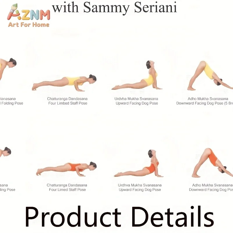 AZNM Ashtanga Yoga Primary Series Canvas Wall Art, Yoga Poses Guide Print, Fitness Workout Home Decor Poster, No Frame