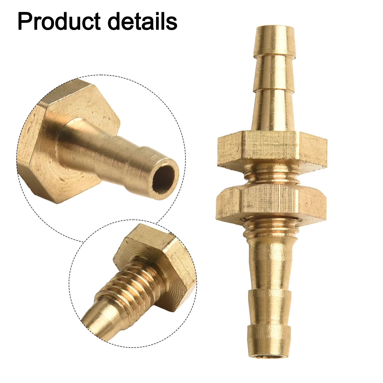 Brass Pipe Fitting Hose Barb with Nut Designed for Air and Oil Transfer in Hoses with 4mm to 25mm Inner Diameter
