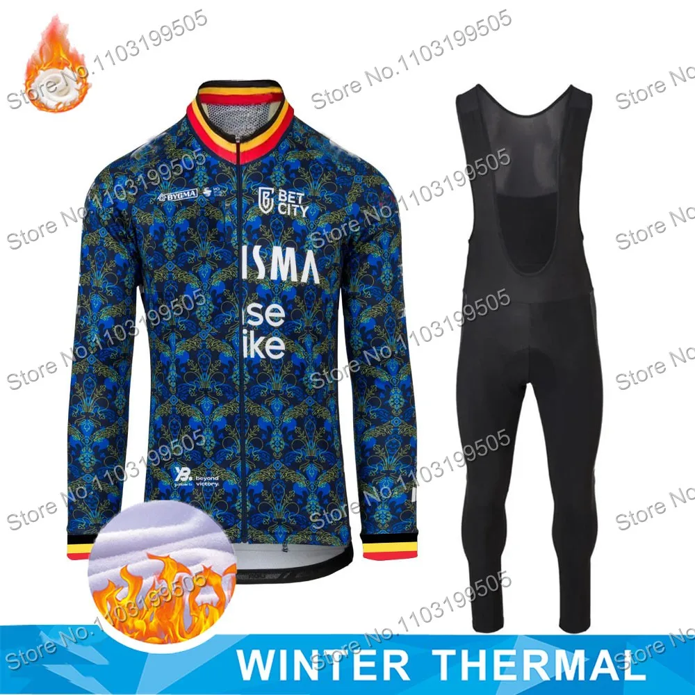 2024 France Tour Belgium Cycling Jersey Set TDF Clothing Kits Men Road Bike Winter Thermal Fleece Jacket Suit Bicycle Bib MTB