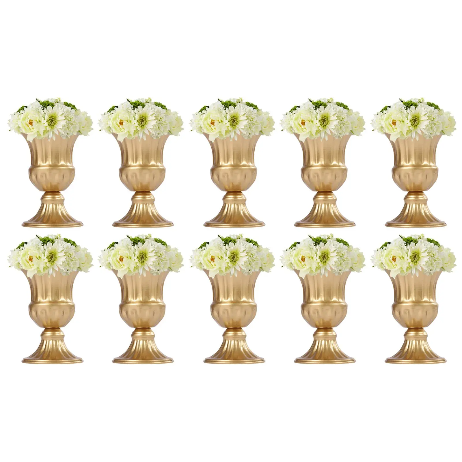 10Pcs Gold Vase Centerpiece Table Decorations - Metal Tabletop Flower Stand, Wedding Decorations for Reception, 6.3in Trumpet Stand