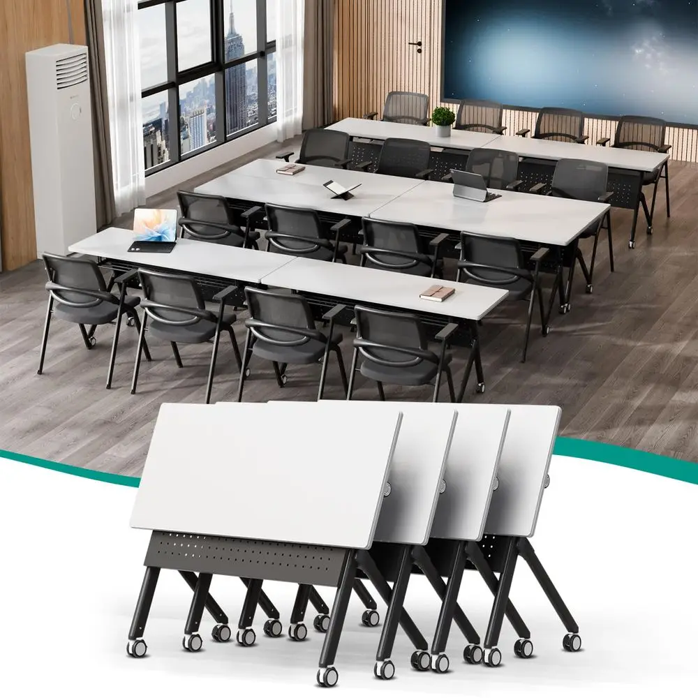 

Conference Table,Modular Conference Room Tables with Wheels ,Stackable Flip Top Mobile Training Table,Seminar Meeting Tables wi