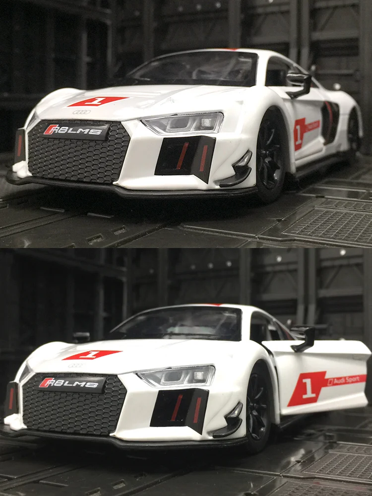 

CCA 1:24 Audi R8 LMS из сплава, гоночная модель дверей может открыть детские акустооптические игрушки, богатые детали, тонкая работа