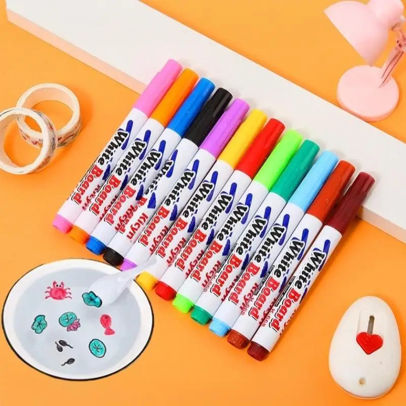 8/12 Pcs Magical Water Floating Markers 12 Vivid Colors Non Toxic Kids DIY Art Crafts School Home Painting Activities