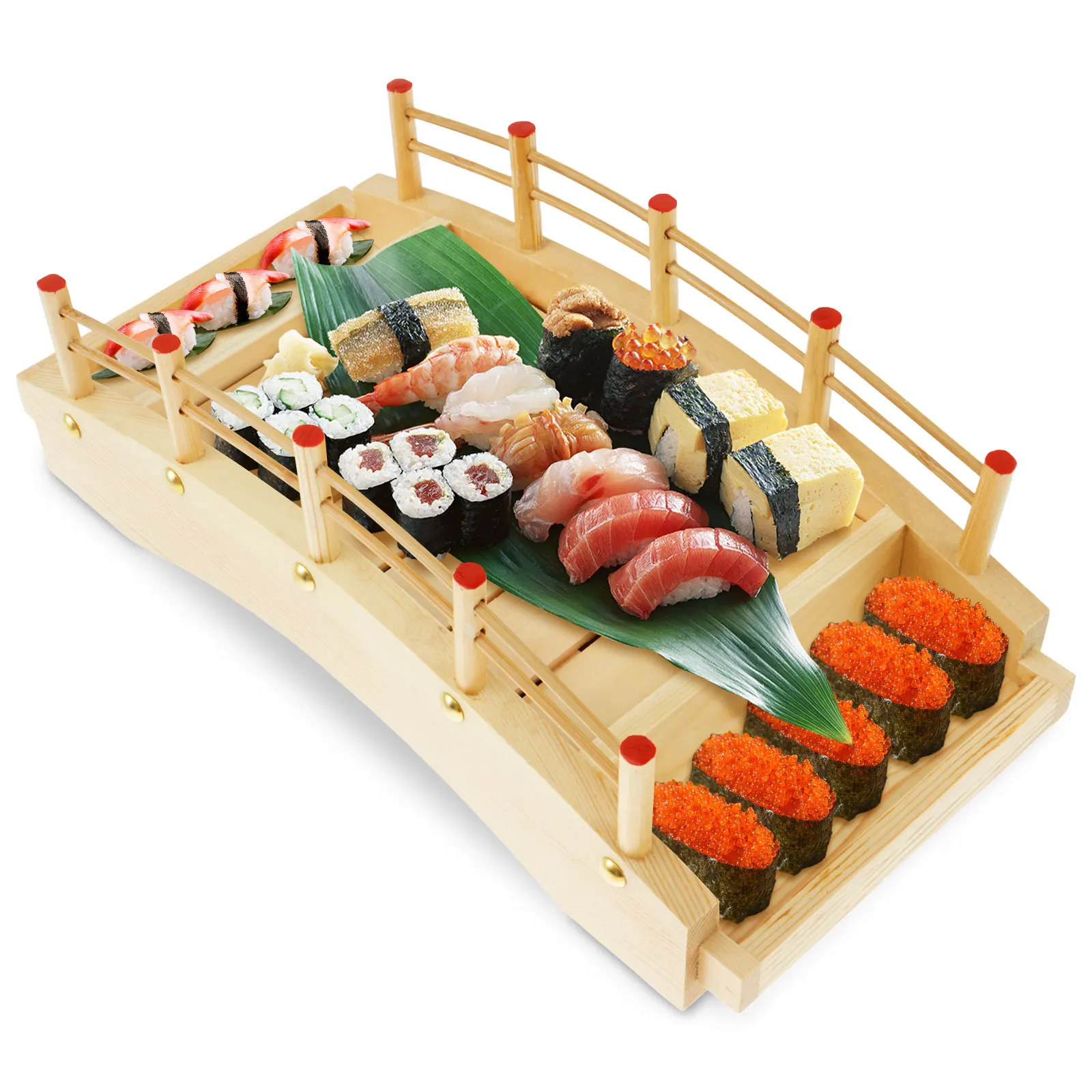 

Sushi Serving Tray Wood Sushi Bridge Serving Plate Japanese Style Sushi Tray Decorative Sushi Serving Platter for Home Kitchen