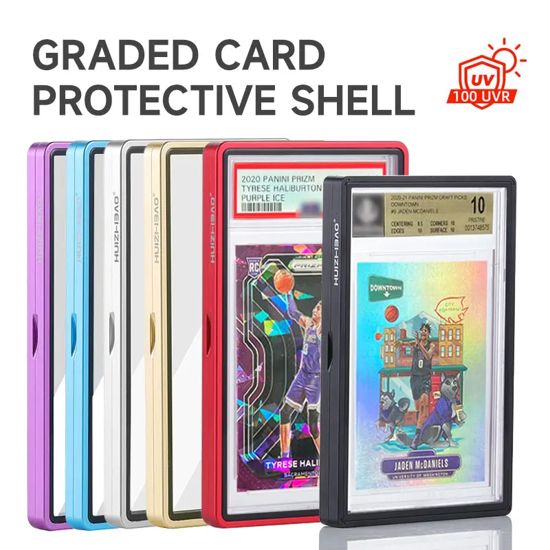 Graded Card Protector with Metal Frame - Magnetic, Glass Case for PSA BGS Cards | UV & Scratch Resistant Storage card sleeve