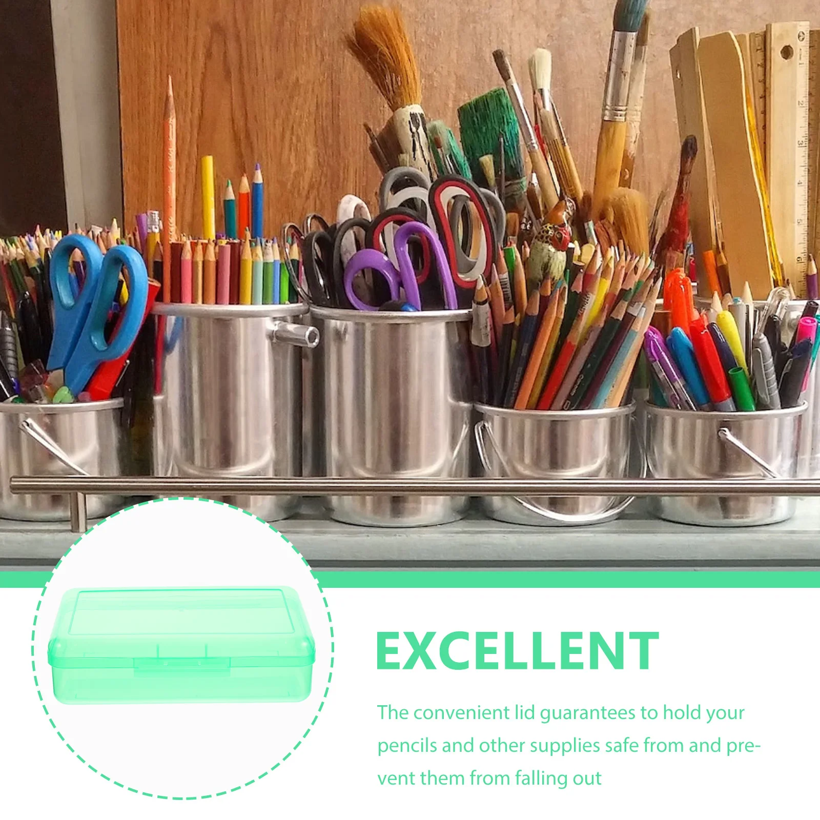 

Plastic Stationery Storage Box Large Capacity Transparent Pencil Case Yellow School Supplies ganizer Pen Container