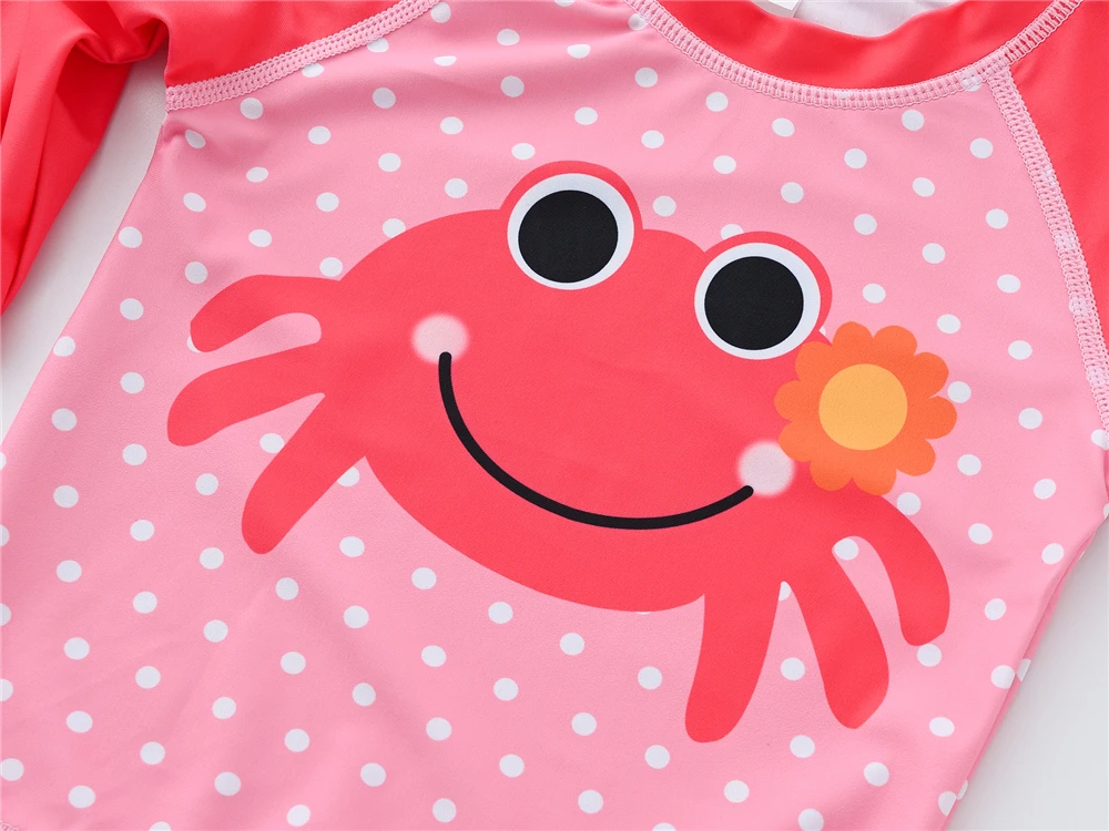 KAVKAS Pink Crab 2 Pcs Swimsuit Girls Swimwear Babi Child Infant Children Teen Kids Cartoon Bathing Suit