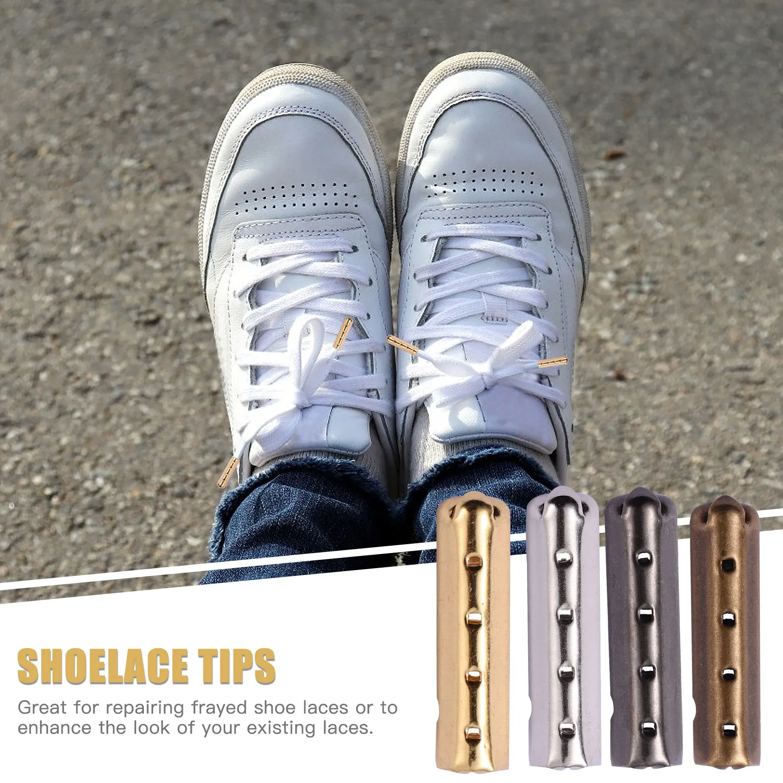

80 Pieces Copper Shoelace Tips 4 Colors 23mm Repair Frayed Laces Ends Metal Shoe Lace Accessories Sport Shoes Enhancement