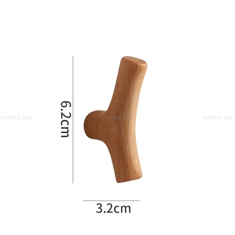 Drilling/No Drilling Branch Shape Wooden Wall Mounted Hooks Key Hat Coat Clothes Hanger Storage Rack Behind Door Hooks