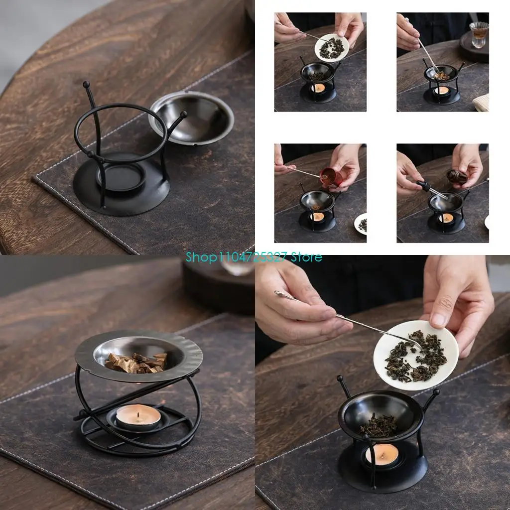 D8KF Iron Essential Oil Burners Waxes Melt Burners Aromatherapys Holder Tealight Holder Christmas Housewarming Gift