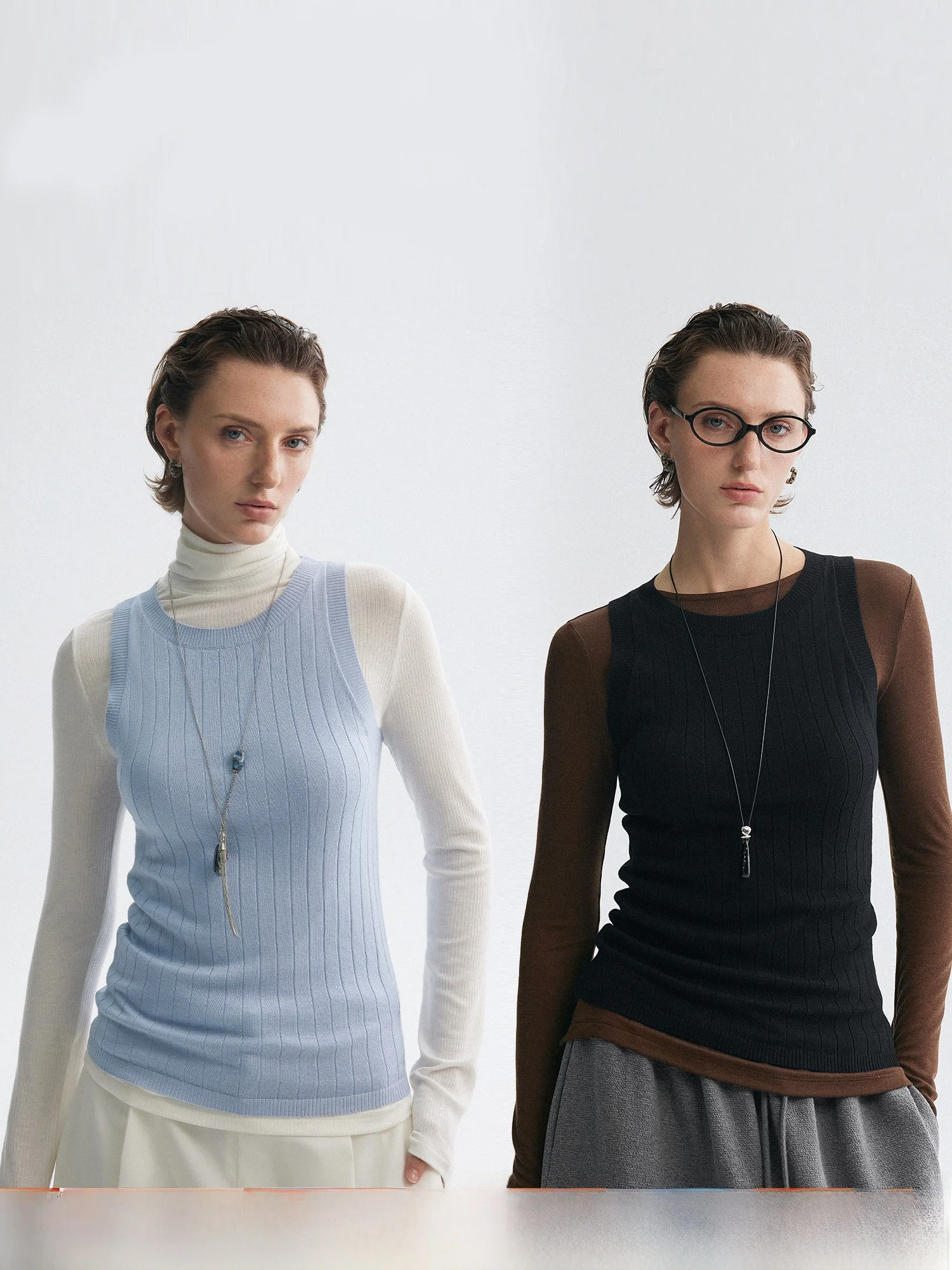 

Вязаный жилет MOLY CHO Sli Layering Simple Slim с круглым вырезом, базовый слой для женщин, мода осень 2025