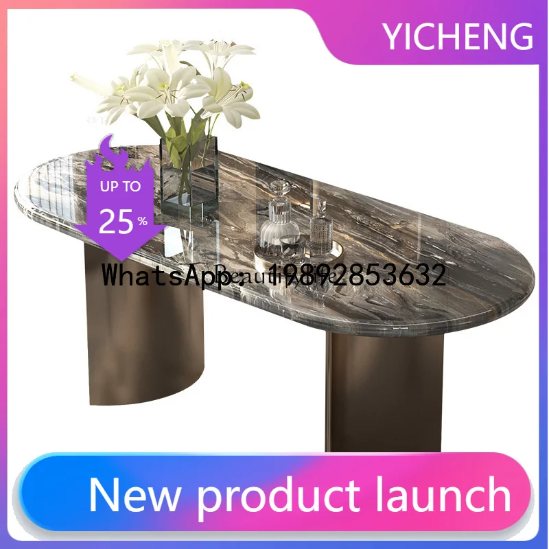 

QQ Italian minimalist imported natural Venetian brown luxury stone dining table high-end round rectangle