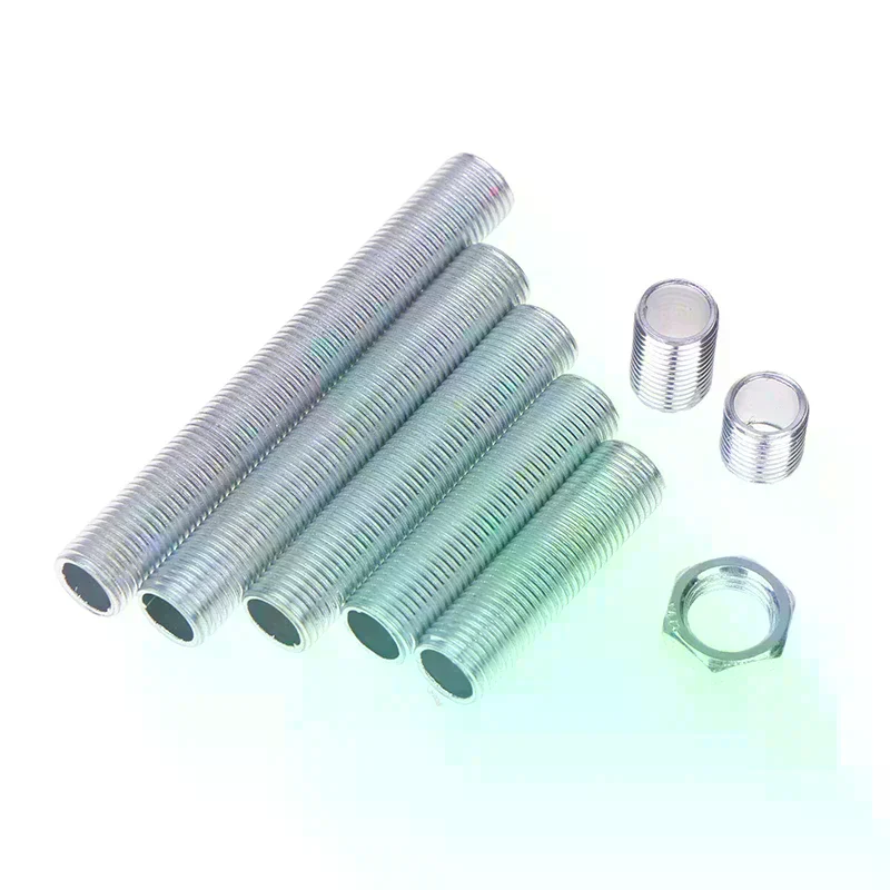 10Pcs M10 Lamp Tooth Tube Metal Hollow Threaded Tube Screw Nut Lamp Cap Galvanized Chandelier Connect Rod Fixed Base