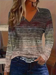 Plus Size Elegant Casual Woman T-Shirt Fashion Loose T-Shirt Woman Temperament Long sleeve T-Shirt Holiday Weekend