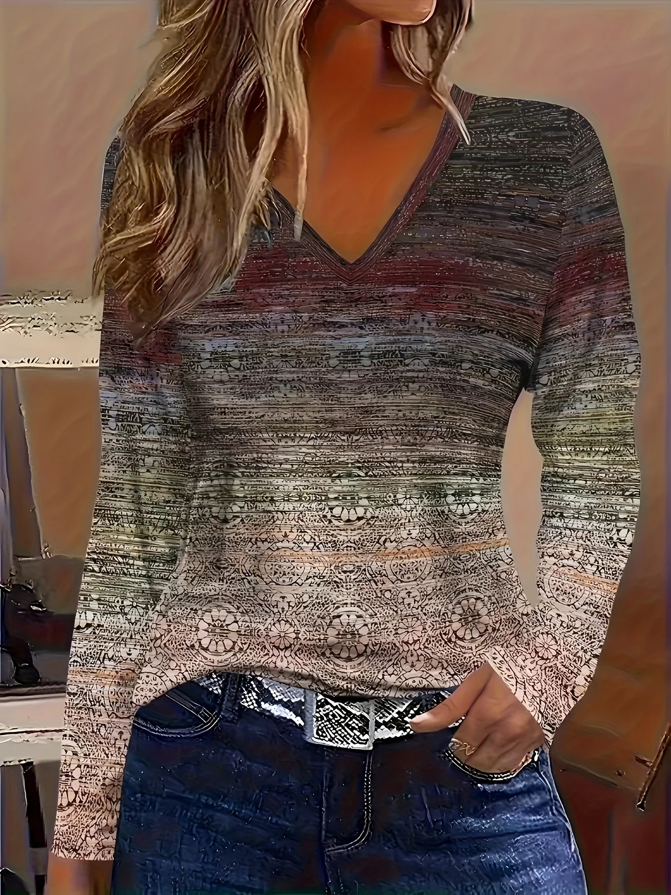 Plus Size Elegancka koszulka damska na co dzień Modna luźna koszulka Kobieta Temperament T-shirt z długim rękawem Wakacyjne weekendy