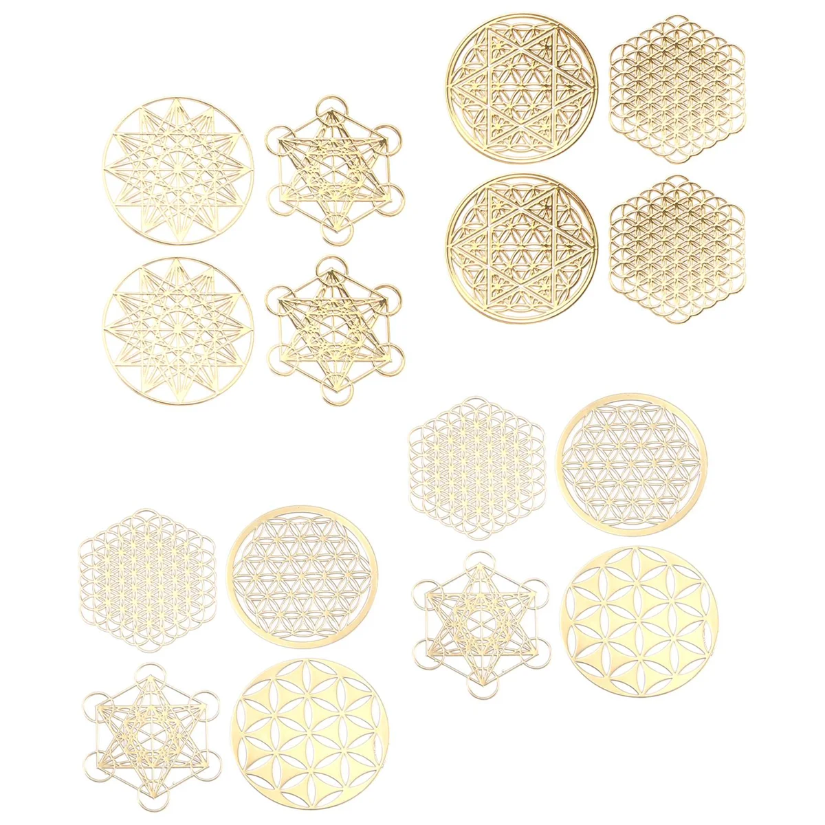 A44T16Pcs/Set Metal Energy Decor Sticker Flower of Life Children's Day Gifts 7 Chakra Copper Energy Tower Orgonite Stickers