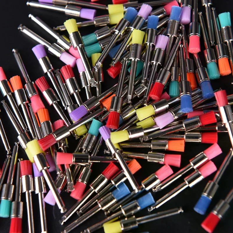 100Pcs Dental Polishing Brush Nylon Wool Cotton Wheel Prophy Cup Teeth Polisher Jewelry Buffing Latch Flat Bowl