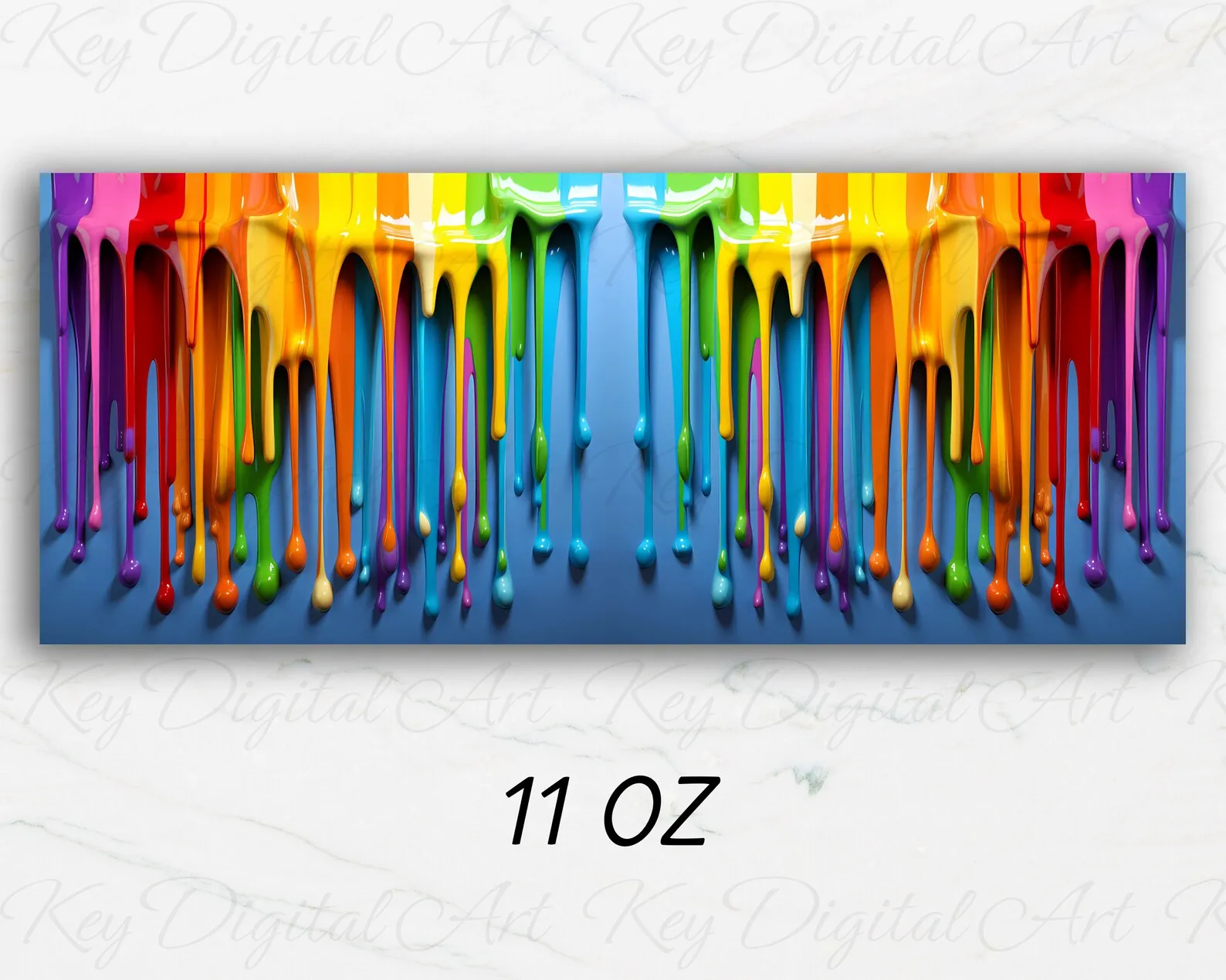 3D Rainbow Dripping Paint Mug Wrap Template 11oz 15oz 3D Art Mug Sublimation Design PNG Instant Digital Download